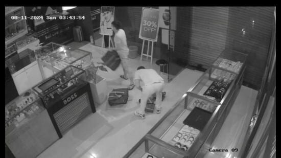 The entire act was captured in the CCTVs camera installed inside and outside the showroom. (HT Photo)
