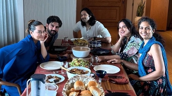 Sonakshi Sinha and Zaheer Iqbal with Richa Chadha and Ali Fazal.