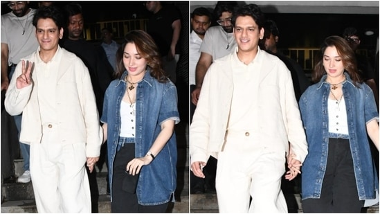 Tamannaah Bhatia and Vijay Varma clicked during their outing. (HT Photo/Varinder Chawla)