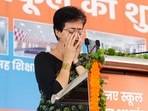 Education Minister Atishi breaks down during the inauguration of Sarvodaya Co-Ed School at Nasirpur, Dwarka in New Delhi on AUGUST 9. (HT Photo) Education Minister Atishi breaks down during the inauguration of Sarvodaya Co-Ed School at Nasirpur, Dwarka in New Delhi on AUGUST 9. (HT Photo)