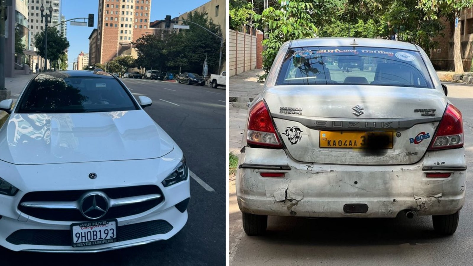 Indian man gets Mercedes Uber with woman driver in Los Angeles. A stark contrast in Bengaluru