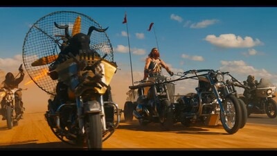 Dr Dementus and his biker gang in ‘Furiosa: A Mad Max Saga’. (Film still) Dr Dementus and his biker gang in ‘Furiosa: A Mad Max Saga’. (Film still)