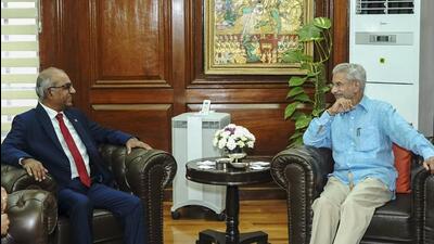 External affairs minister S Jaishankar (right) and Canadian MP Chandrakanth Arya during a meeting in New Delhi. (PTI) External affairs minister S Jaishankar (right) and Canadian MP Chandrakanth Arya during a meeting in New Delhi. (PTI)