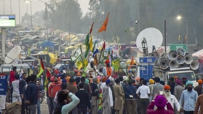 Farmers have been camping at the Shambhu border in Patiala district since February (PTI file) Farmers have been camping at the Shambhu border in Patiala district since February (PTI file)