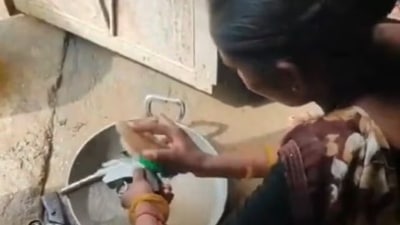 Viral video of woman washing pistols with soap leads to cops busting illegal arms factory (Twitter) Viral video of woman washing pistols with soap leads to cops busting illegal arms factory (Twitter)