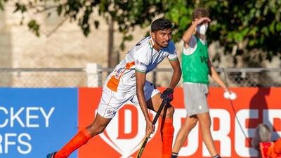 Raj Kumar Pal in action during the Paris Olympics. (Hockey India) Raj Kumar Pal in action during the Paris Olympics. (Hockey India)