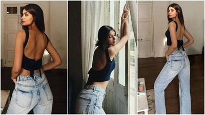 Diana Penty's latest look is a masterclass in minimal aesthetics. She rocked a chic blue crop top featuring a striking low-back tie detail, perfectly paired with straight-fit denim jeans. The effortless combination exuded style, proving that less is indeed more when it comes to nailing a trendy yet understated look. (Instagram)