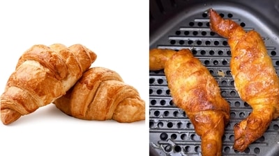 The recipe involves soaking rice paper sheets in a batter before shaping them into croissants and baking The recipe involves soaking rice paper sheets in a batter before shaping them into croissants and baking