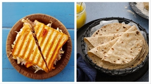 Roti sandwich is a desi sandwich, which is far healthier than regular bread. (Pinterest) Roti sandwich is a desi sandwich, which is far healthier than regular bread. (Pinterest)