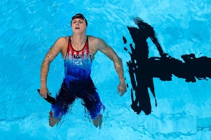 US' Katie Ledecky winning the final of the women's 800m freestyle swimming event during the Paris 2024 Olympic Games (AFP) US' Katie Ledecky winning the final of the women's 800m freestyle swimming event during the Paris 2024 Olympic Games (AFP)