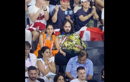 Anant Ambani, Radhika Merchant, Mukesh Ambani, Isha Ambani and Anand Piramal at Paris Olympics 2024. Anant Ambani, Radhika Merchant, Mukesh Ambani, Isha Ambani and Anand Piramal at Paris Olympics 2024.