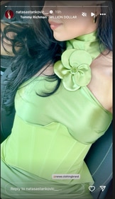 Natasa uploaded an Instagram story in stylish green corset dress. (Instagram/@natasastankovic__) Natasa uploaded an Instagram story in stylish green corset dress. (Instagram/@natasastankovic__)