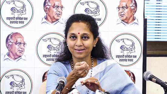 **EDS: SCREENSHOT VIA PTI VIDEOS** Mumbai: NCP (SP) MP Supriya Sule addresses a press conference, in Mumbai, Monday, Aug. 12, 2024. (PTI Photo)(PTI08_12_2024_000186B) (PTI)