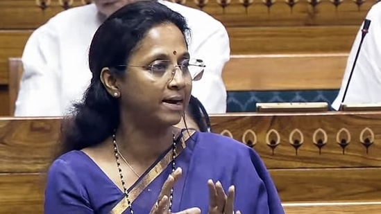 Nationalist Congress Party (Sharad Pawar) MP Supriya Sule. (ANI Photo/Sansad TV)(Sansad TV)