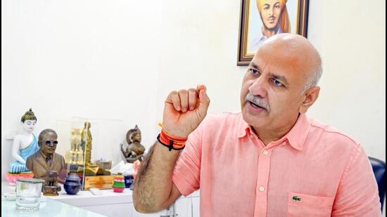 Former Delhi deputy chief minister Manish Sisodia during his interview at his house in New Delhi on Monday. (Arvind Yadav/HT Photo)