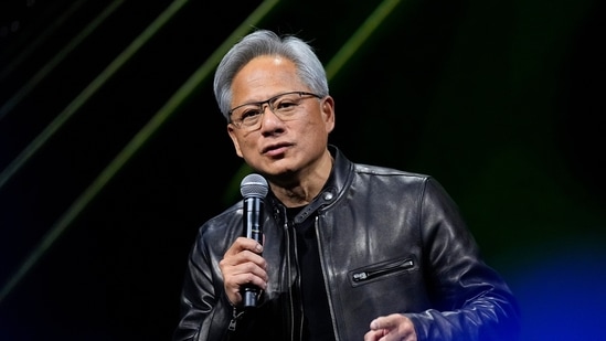 Jensen Huang in India: Jensen Huang, chief executive officer of Nvidia, speaks at SIGGRAPH 2024, the premier conference on computer graphics and interactive techniques, in the Colorado Convention Center in Denver.(AP)