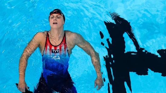 US' Katie Ledecky winning the final of the women's 800m freestyle swimming event during the Paris 2024 Olympic Games (AFP) US' Katie Ledecky winning the final of the women's 800m freestyle swimming event during the Paris 2024 Olympic Games (AFP)