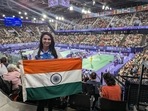 Deepthi Bopaiah with the Indian flag.(Shrenik Avlani) Deepthi Bopaiah with the Indian flag.(Shrenik Avlani)