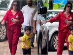 Kareena Kapoor nailed an all-red monochrome look during an outing with Jeh.(Instagram) Kareena Kapoor nailed an all-red monochrome look during an outing with Jeh.(Instagram)