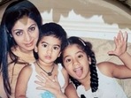 Sridevi with Khushi Kapoor and Janhvi Kapoor in their childhood Sridevi with Khushi Kapoor and Janhvi Kapoor in their childhood
