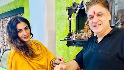 Actor Raveena Tandon with her brother Rajeev Actor Raveena Tandon with her brother Rajeev