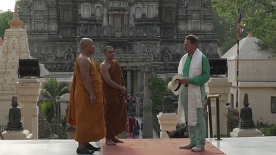 A still from Great Indian Railway Journeys from the episode about Mahabodhi Temple at Bodh Gaya (BBC)