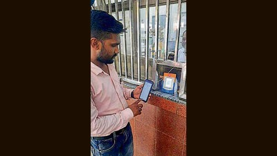 QR codes have been installed at railway station for online payments in Ludhiana on Tuesday, August 13, 2024. (HT Photo)