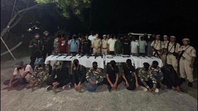 Security forces with the arrested youths. (Sourced photo) Security forces with the arrested youths. (Sourced photo)