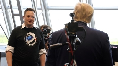 FILE PHOTO: U.S. President Donald Trump and Elon Musk are seen at the Firing Room Four after the launch of a SpaceX Falcon 9 rocket (REUTERS)