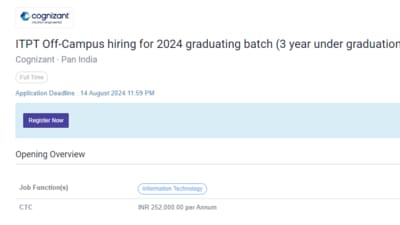 Snapshot of the job posting by Cognizant. Snapshot of the job posting by Cognizant.