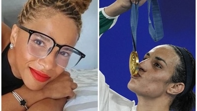 While Imane Khelif declared that she is the Olympic gold medalist, who was “born as a woman and who lives as a woman," Bulgarian-Nigerian women's boxer Joana Nwamerue issued a bizarre statement against her. (AP/Insta) While Imane Khelif declared that she is the Olympic gold medalist, who was “born as a woman and who lives as a woman," Bulgarian-Nigerian women's boxer Joana Nwamerue issued a bizarre statement against her. (AP/Insta)