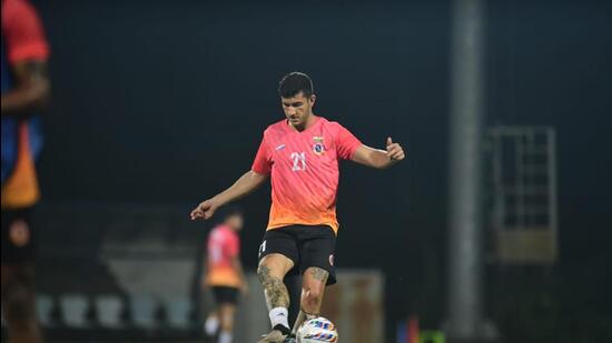 East Bengal’s Saul Crespo trains at the National Training Centre in Kolkata (East Bengal)