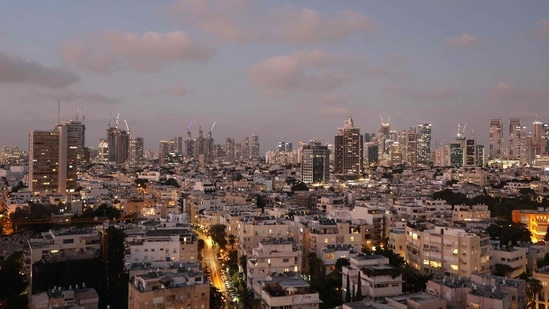 A general view shows the Israeli city of Tel Aviv, on August 12, 2024, amid regional tensions during the ongoing war between Israel and the Palestinian Hamas movement in the Gaza Strip. (Photo by GIL COHEN-MAGEN / AFP)(AFP)