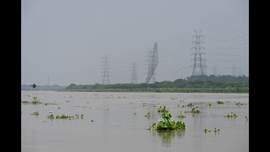 New Delhi, India - Aug. 13, 2024: A view of Yamuna river after the water level gets increased at Kashmiri Gate in New Delhi, India, on Tuesday, August 13, 2024. (Photo by Sanchit Khanna/ Hindustan Times) (Hindustan Times)