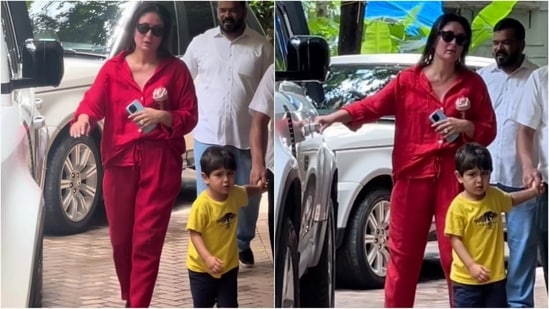 Kareena Kapoor nailed an all-red monochrome look during an outing with Jeh.(Instagram)