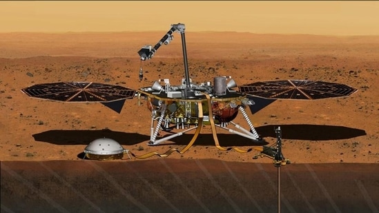 The NASA Martian lander InSight dedicated to investigating the deep interior of Mars is seen in an undated artist's rendering.(Reuters File Photo)