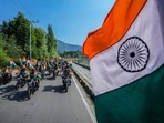 Independence Day 2024: Paramilitary officers participate during a motorcycle rally ahead of Independence Day celebrations in Srinagar.