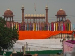 New Delhi: Red Fort covered with the tricolor ahead of the Independence Day celebrations