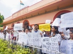 New Delhi: Doctors raise slogans during a protest against the alleged rape and murder of a trainee doctor at a hospital in Kolkata, at the Ram Manohar Lohia Hospital (PTI Photo) New Delhi: Doctors raise slogans during a protest against the alleged rape and murder of a trainee doctor at a hospital in Kolkata, at the Ram Manohar Lohia Hospital (PTI Photo)