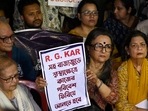 Film director Aparna Sen along with educationists, intellectuals express solidarity with agitating doctors and other medical professionals over the alleged rape and murder of a PGT woman doctor at RG Kar Medical College and Hospital in Kolkata on August 13. (Samir Jana/ Hindustan Times) Film director Aparna Sen along with educationists, intellectuals express solidarity with agitating doctors and other medical professionals over the alleged rape and murder of a PGT woman doctor at RG Kar Medical College and Hospital in Kolkata on August 13. (Samir Jana/ Hindustan Times)