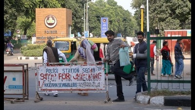Approved by former UT administrator VP Singh Badnore in November 2019, the project was proposed to provide safe passage to pedestrians and ensure hassle-free vehicular movement while minimising accidents and congestion as around 10,000 people cross the busy stretch every day. (HT File) Approved by former UT administrator VP Singh Badnore in November 2019, the project was proposed to provide safe passage to pedestrians and ensure hassle-free vehicular movement while minimising accidents and congestion as around 10,000 people cross the busy stretch every day. (HT File)