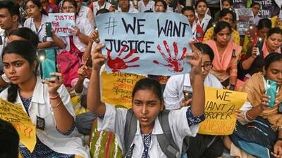Doctors and nursing staff participate in a huge mass rally near RG Kar Medical College and Hospital protesting against rape and murder of a trainee doctor in Kolkata (File Photo) Doctors and nursing staff participate in a huge mass rally near RG Kar Medical College and Hospital protesting against rape and murder of a trainee doctor in Kolkata (File Photo)