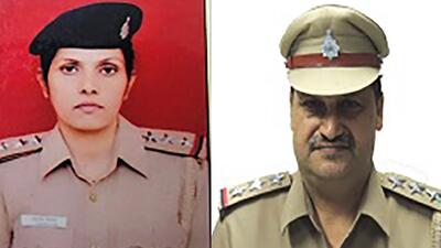 Inspector Reena Yadav, currently in-charge, community policing division, and inspector Nand Lal, posted in the communications wing . (HT File)