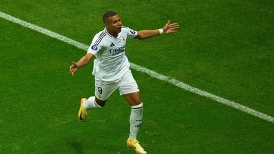 Kylian Mbappe's first goal on debut sealed 2-0 win for Real Madrid (REUTERS)
