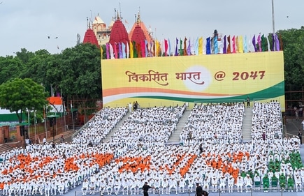 The theme of this year's celebrations is Viksit Bharat, aligning with the vision of transforming India into a developed nation by 2047 The theme of this year's celebrations is Viksit Bharat, aligning with the vision of transforming India into a developed nation by 2047