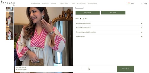 The price of the kurta set Sara Ali Khan wore for her birthday. (seeaash.in)