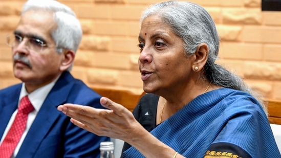 Union Finance minister Nirmala Sitharaman and RBI Governor Shaktikanta Das are seen. (ANI)