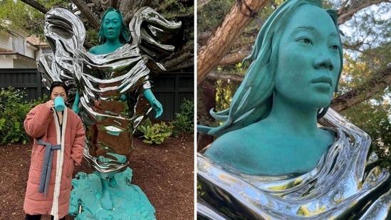 Mark Zuckerberg shared visuals of a custom sculpture of his wife Priscilla(Instagram/@zuck)