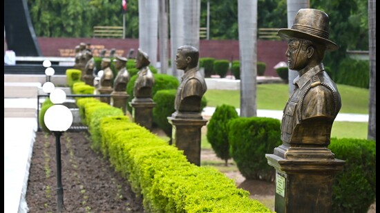 Smritika War Memorial in the Lucknow Cantonment (HT Photo)