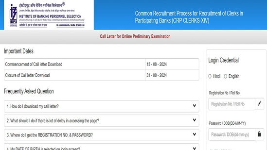 IBPS Clerk Prelims Admit Card 2024 released at ibps.in, download link here 